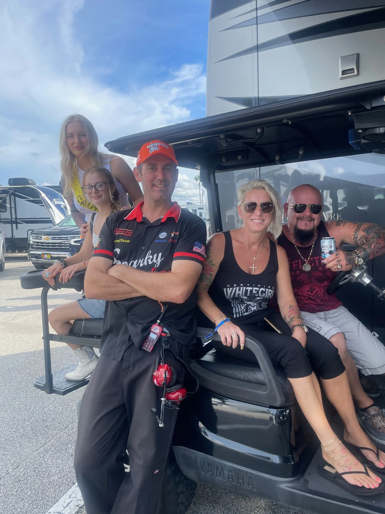 Kickin it with the Caruthers crew before the race