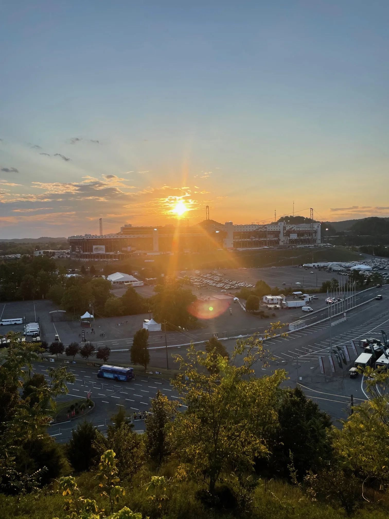 Sun setting from high atop Medallion Campground