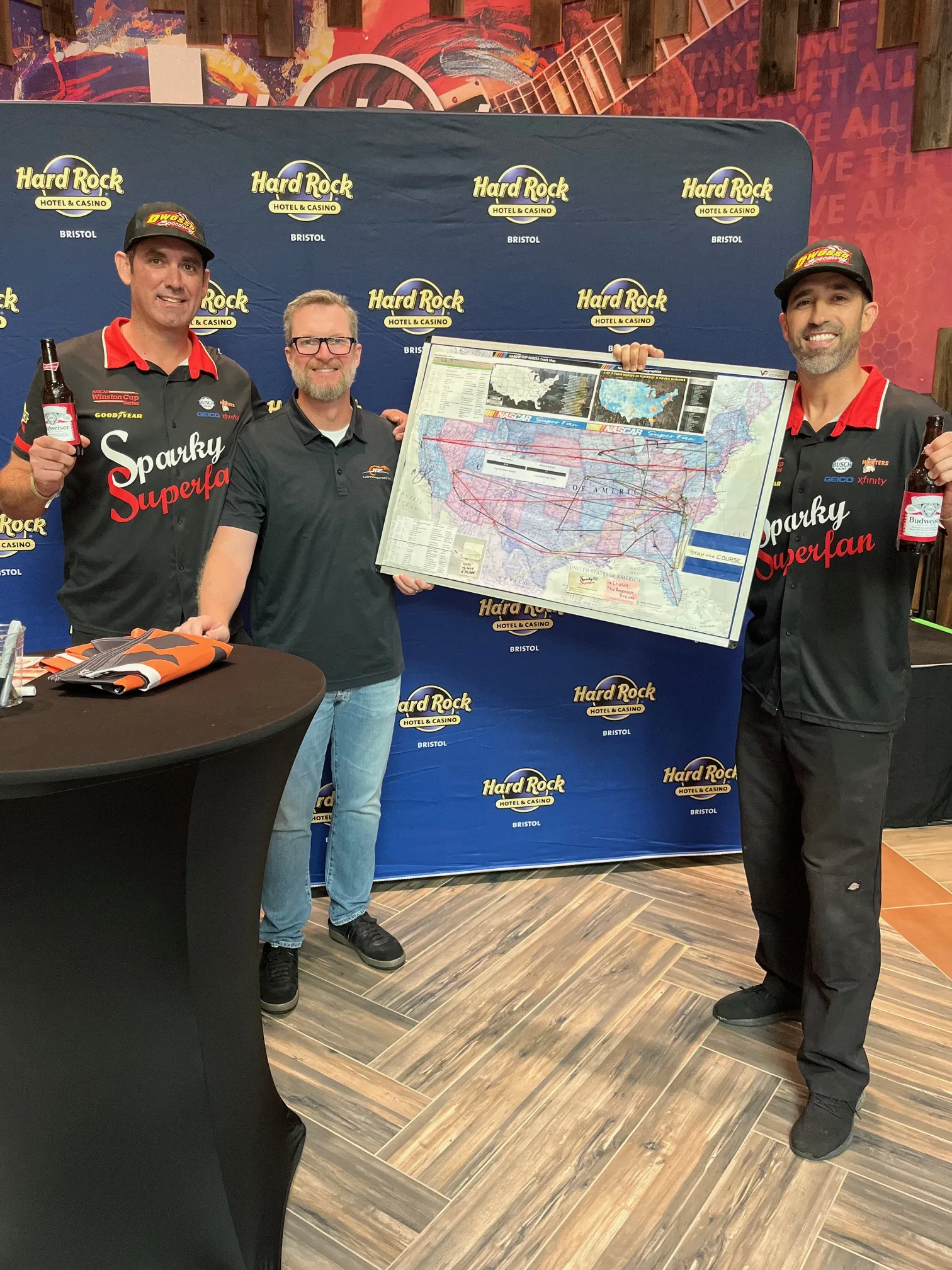 Meeting Dale Jr, and showing him the map at Hard Rock Casino