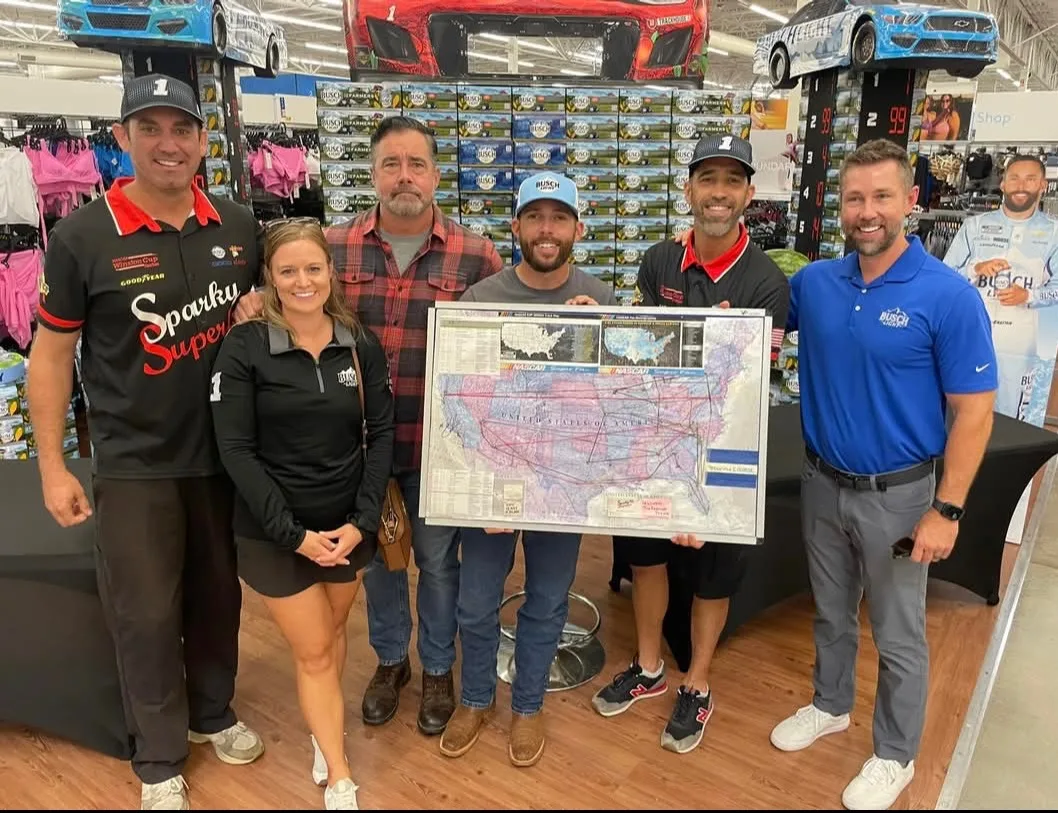 Meeting up with Ross, the Busch Guy, and Christian and Jenn from AB at Walmart before their appearance